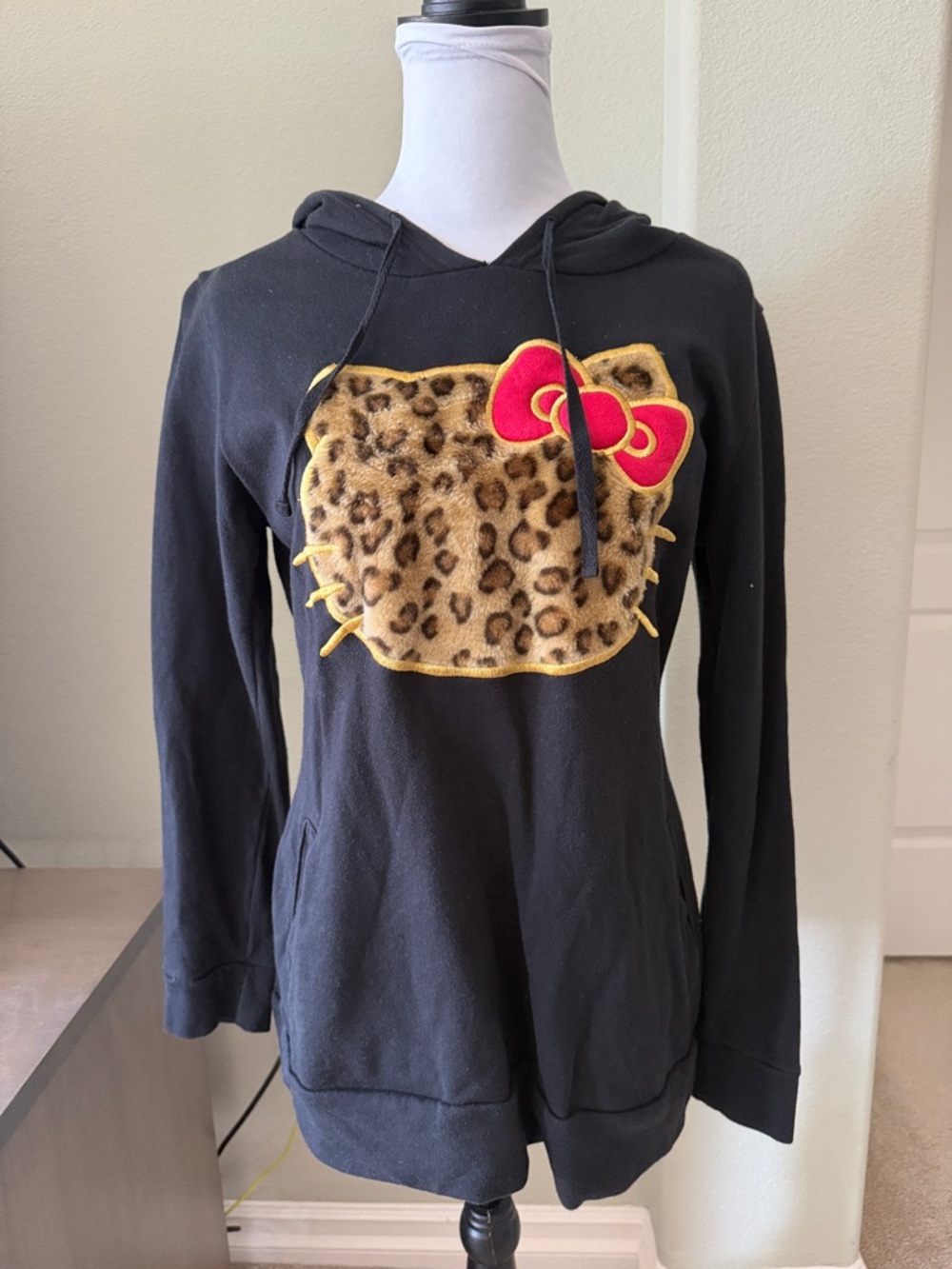 Ki La Ra Hoodie with Leopard Patch Hello Kitty